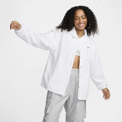 Nike Women's  Sportswear Essential Oversized Uv Woven Coaches' Jacket In Black/white