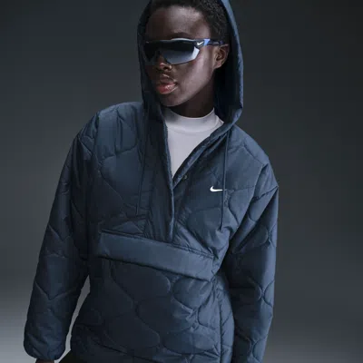 Nike Women's  Sportswear Essential Quilted Anorak Jacket In Armory Navy/sail