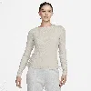 Nike Women's  Sportswear Essential Ribbed Long-sleeve Mod Crop Top In Brown