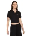 Nike Essentials Stretch Crop Polo In Black,white