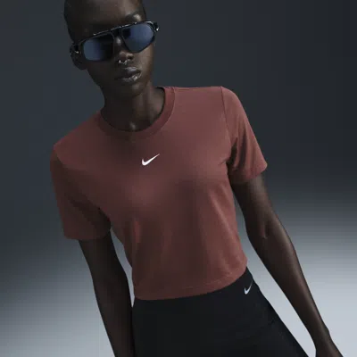 Nike Women's  Sportswear Essential Slim Cropped T-shirt In Brown
