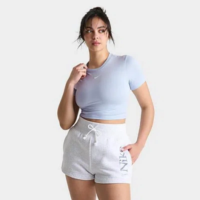 Nike Women's Sportswear Essential Slim-fit Crop T-shirt In Light Armory Blue/white