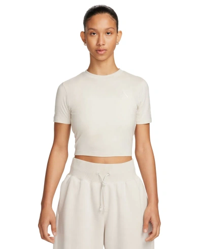 Nike Women's Sportswear Essential Slim-fit Cropped T-shirt In Lt Orewood Brn