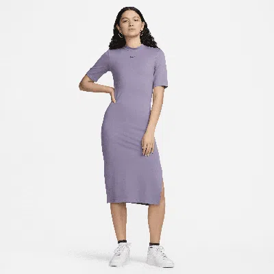 Nike Women's  Sportswear Essential Tight Midi Dress In Purple