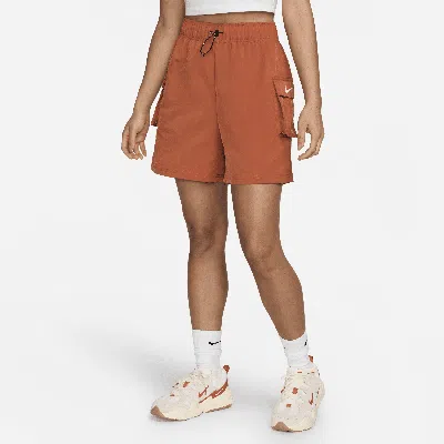 Nike Women's  Sportswear Essential Woven High-rise Shorts In Orange