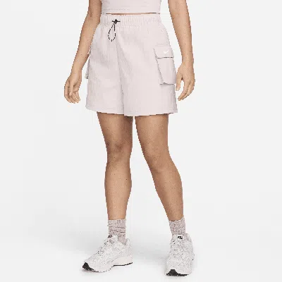 Nike Women's  Sportswear Essential Woven High-rise Shorts In Platinum Violet/sail