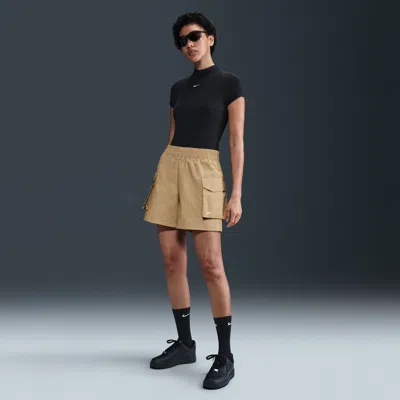Nike Women's  Sportswear Essential Woven High-waisted 5" Cargo Shorts In Brown