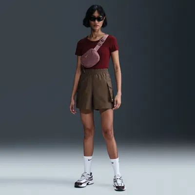 Nike Women's  Sportswear Essential Woven High-waisted 5" Cargo Shorts In Brown