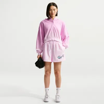 Nike Women's  Sportswear Essentials Mid-rise Woven Shorts In Pink