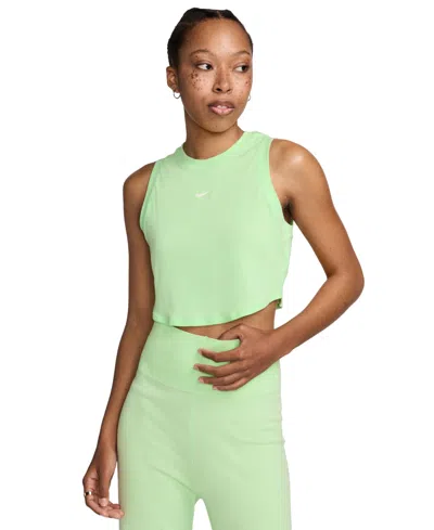 Nike Women's Sportswear Essentials Ribbed Cropped Tank In Vapor Green,sail