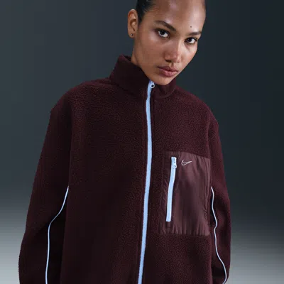 Nike Women's  Sportswear Full-zip High-pile Fleece Jacket In Red