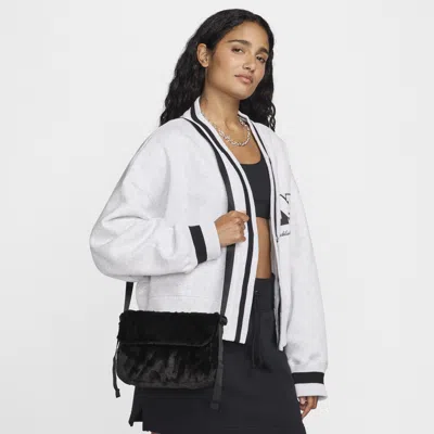 Nike Women's  Sportswear Futura 365 Faux Fur Crossbody Bag (1l) In Black