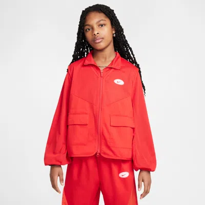 Nike Women's  Sportswear Girls' Jacket In University Red/light Crimson
