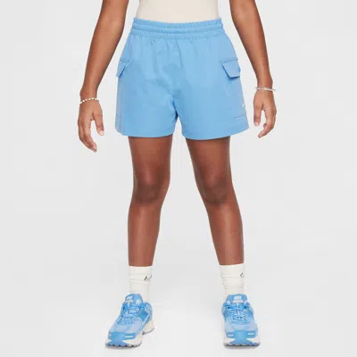 Nike Women's  Sportswear Girls' Woven Cargo Shorts In Blue Beyond/white