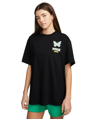 Nike Women's Sportswear Graphic Boyfriend Crewneck T-shirt In Black