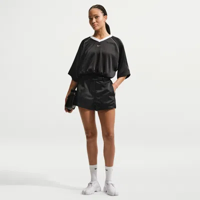 Nike Women's  Sportswear High-waisted Satin Hot Shorts In Black