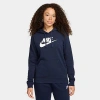 Nike Women's Sportswear Logo Club Fleece Pullover Hoodie In Obsidian/white