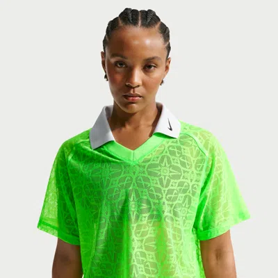 Nike Women's  Sportswear Loose Lace Polo Jersey Top In Green