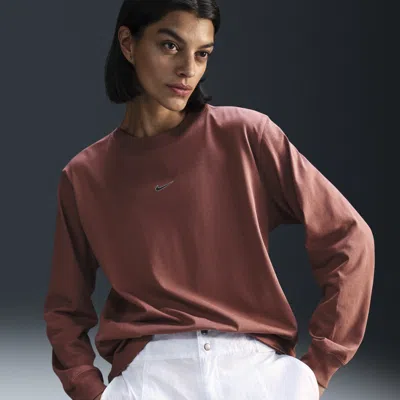 Nike Women's  Sportswear Loose Long-sleeve T-shirt In Brown