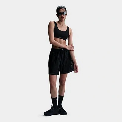 Nike Women's Sportswear Loose Mid-rise Satin Shorts In Black