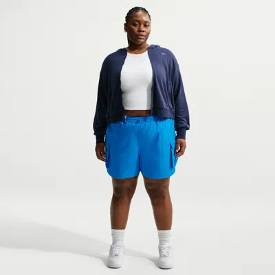 Nike Women's  Sportswear Loose Mid-rise 5" Cargo Shorts (plus Size) In Blue