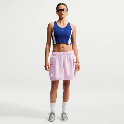 Nike Women's  Sportswear Loose Mid-rise Satin Cargo Shorts In Purple