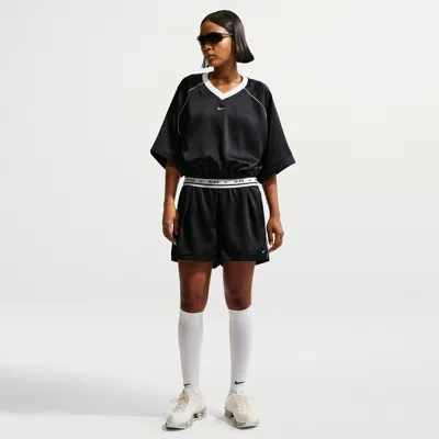Nike Women's  Sportswear Loose Mid-rise Satin Shorts In Black