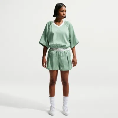 Nike Women's  Sportswear Loose Mid-rise Satin Shorts In Green