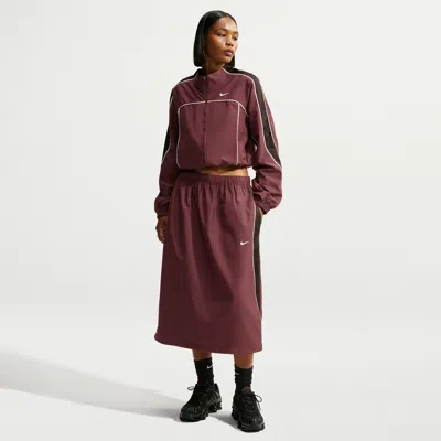 Nike Women's  Sportswear Loose Parachute Midi Skirt In Burgundy