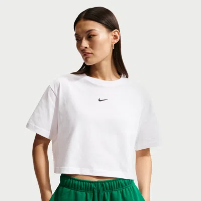 Nike Women's  Sportswear Loose Short-sleeve Cropped T-shirt In White