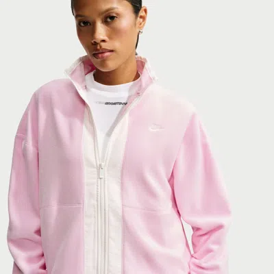 Nike Women's  Sportswear Loose Therma-fit Full-zip Sweatshirt In Pink