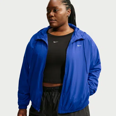 Nike Women's  Sportswear Loose Uv Hooded Jacket (plus Size) In Blue