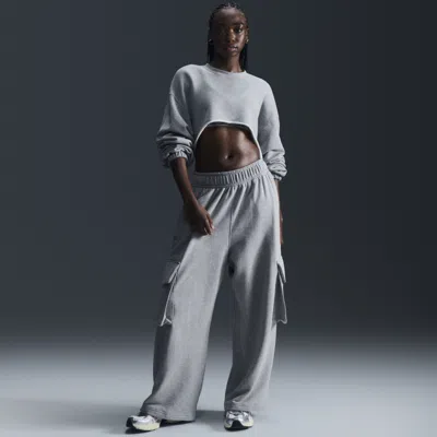 Nike Women's  Sportswear Low-rise Oversized French Terry Open-hem Pants In Grey