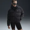 Nike Women's  Sportswear Metro Puffer Therma-fit Loose Hooded Jacket In Black/white