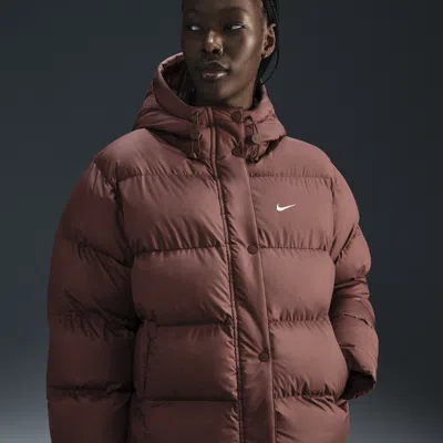 Nike Women's  Sportswear Metro Puffer Therma-fit Loose Hooded Jacket In Brown