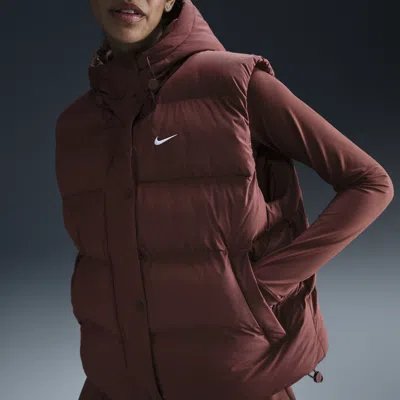 Nike Women's  Sportswear Metro Puffer Therma-fit Loose Hooded Vest In Brown