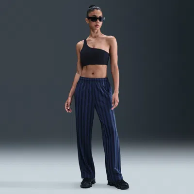 Nike Women's  Sportswear Mid-rise Loose Jacquard Striped Track Pants In Blue