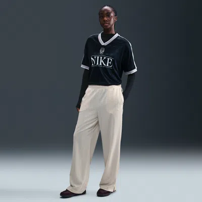 Nike Women's  Sportswear Mid-rise Loose Jacquard Striped Track Pants In Brown
