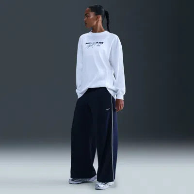 Nike Women's  Sportswear Mid-rise Wide-leg Track Pants In Blue