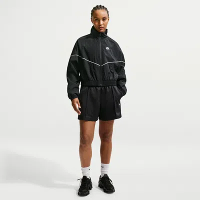 Nike Women's  Sportswear Mid-rise Poly-knit Track Shorts In Black