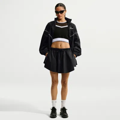 Nike Women's  Sportswear Mid-rise Scalloped-trim Poplin Skirt In Black