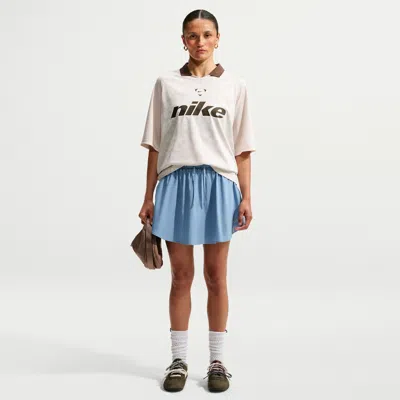 Nike Women's  Sportswear Mid-rise Scalloped-trim Poplin Skirt In Blue