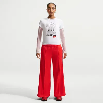 Nike Women's  Sportswear Mid-rise Wide-leg Track Pants In Red