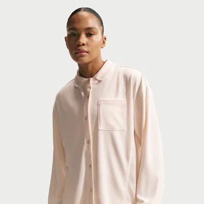 Nike Women's  Sportswear Oversized Button-down Jersey Top In White