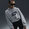Nike Women's  Sportswear Oversized Cropped French Terry Pullover Hoodie In Grey