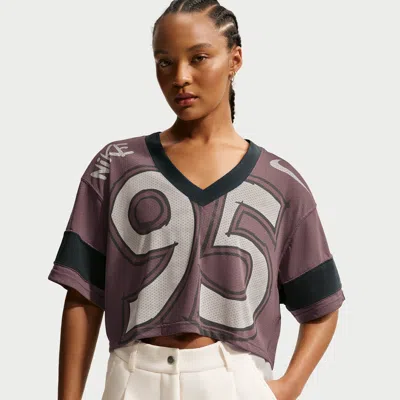 Nike Women's  Sportswear Oversized Cropped Jersey In Purple