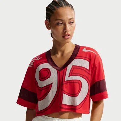 Nike Women's  Sportswear Oversized Cropped Jersey In Red