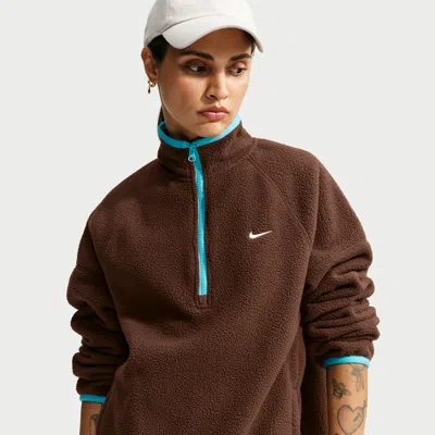 Nike Women's  Sportswear Oversized Fleece Top In Brown
