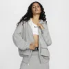 Nike Women's  Sportswear Oversized Full-zip French Terry Hoodie In Smoke Grey/dk Grey Heather