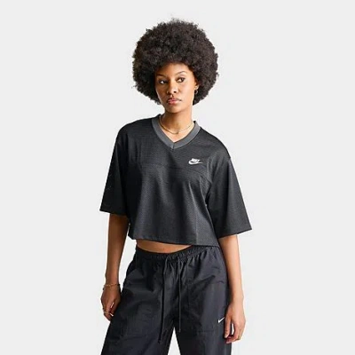 Nike Women's Sportswear Oversized Heritage Cropped Mesh Jersey In Brown